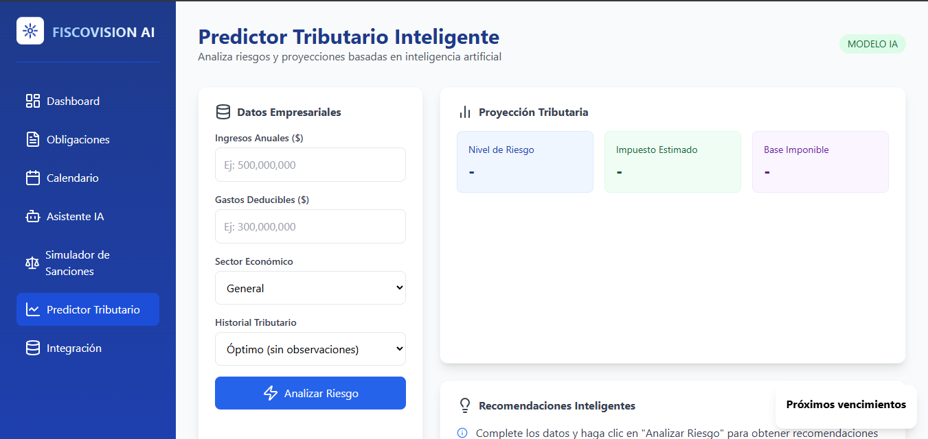 Screenshot of Fiscovision AI predictor